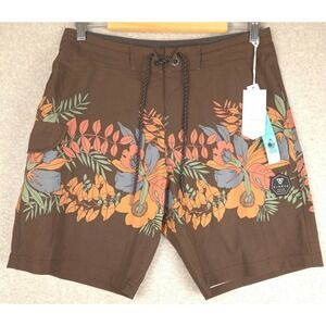 Vissla E Komo Mai 18.5 Boardshorts Java Brown Floral Mens 31 M107VEKO